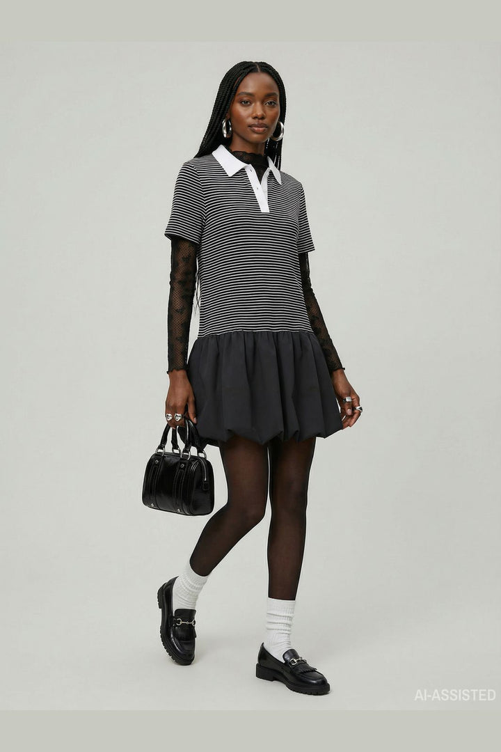 Hypedrop - Hdyuna Ss Polo Balloon Dress 32000587 - 5140141 - Black