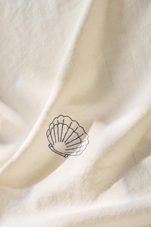 Ib Laursen - Dug Atlantis kvadratisk m/hummere, krabber og muslinger butter cream - Bomuld, Polyester - 63015-82