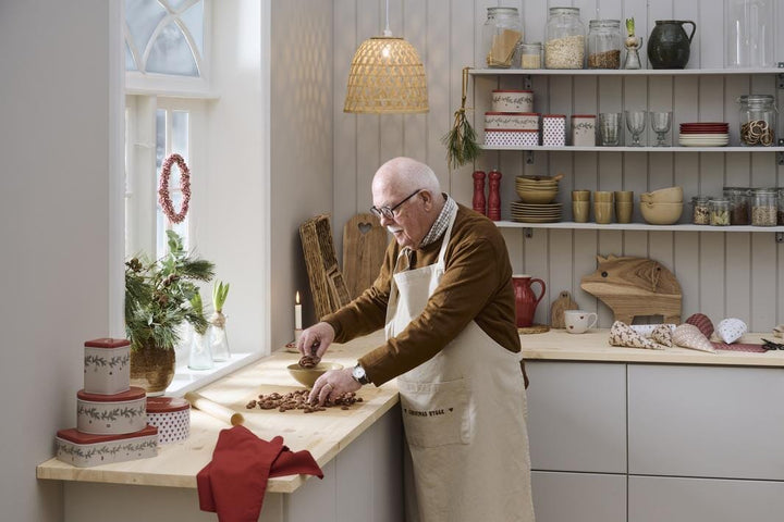 Ib Laursen - Forklæde Christmas Hygge Natur M/brunt Broderi - 63046-14