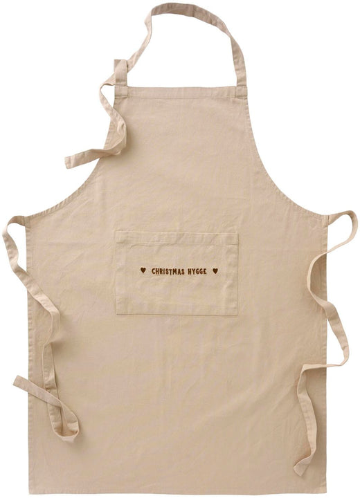 Ib Laursen - Forklæde Christmas Hygge Natur M/brunt Broderi - 63046-14