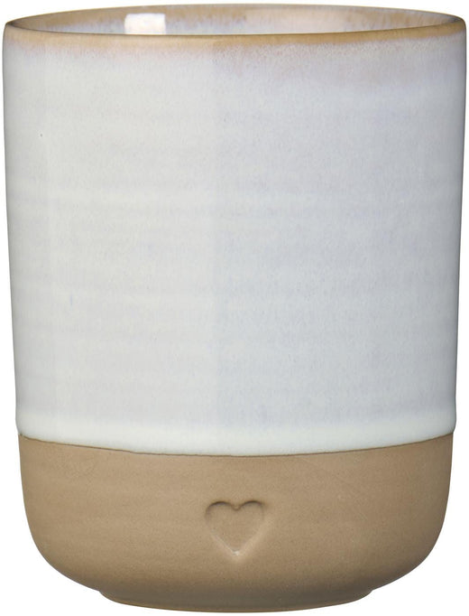 Ib Laursen - Krus u/hank Heart mat brunt ler m/hvid kant 190 ml - Stentøj - 2467-11