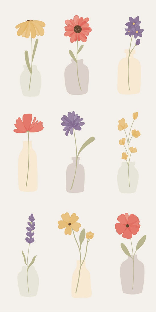 Ib Laursen - Serviet 10x20 cm blomster i vaser 16 stk/pk - Papir - 95871-00