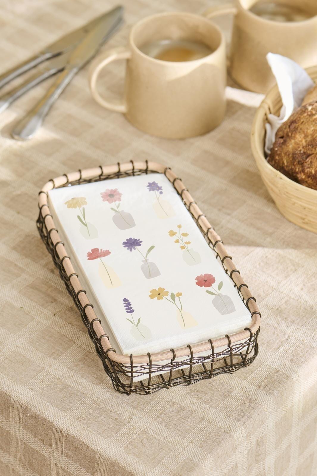 Ib Laursen - Serviet 10x20 cm blomster i vaser 16 stk/pk - Papir - 95871-00