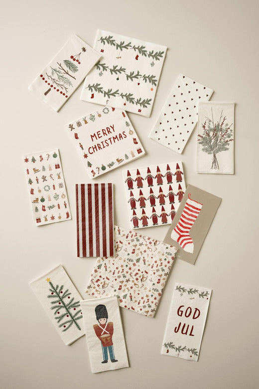 Ib Laursen - Serviet 16,5x16,5 Cm Merry Christmas Og Juleikoner 20 Stk/pk - 95908-00