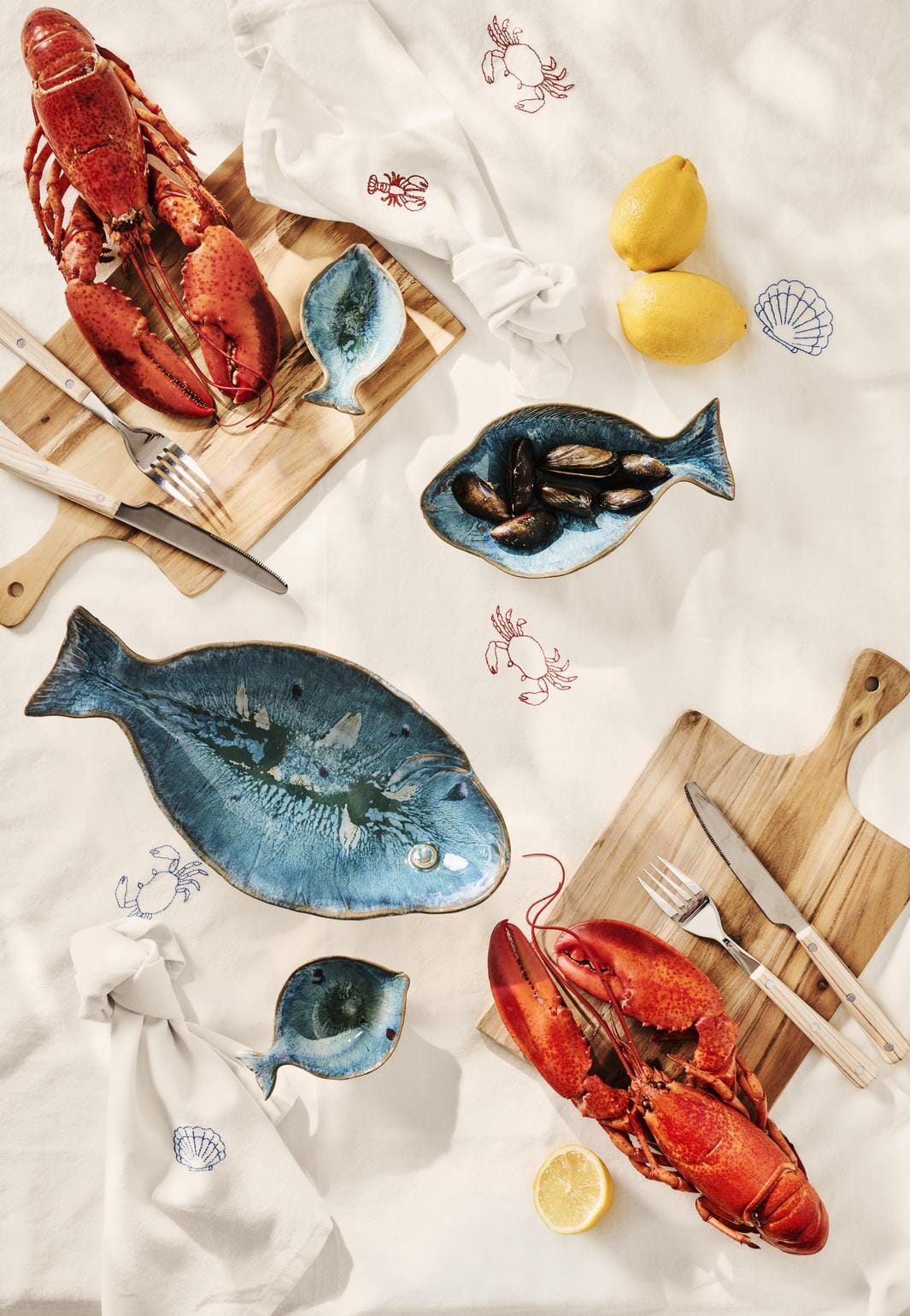 Ib Laursen - Stofserviet Atlantis m/hummer butter cream - Bomuld, Polyester - 63004-82