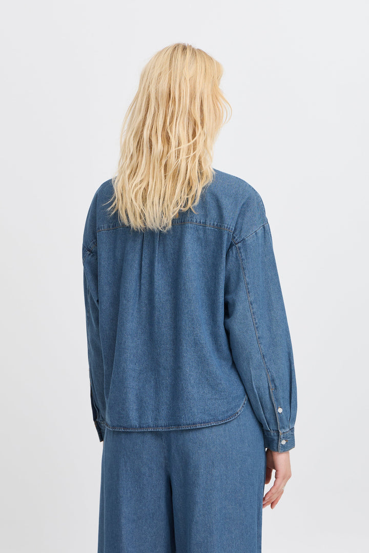Ichi - Iharcher Sh - 200928 Washed Med. Blue Skjorter 