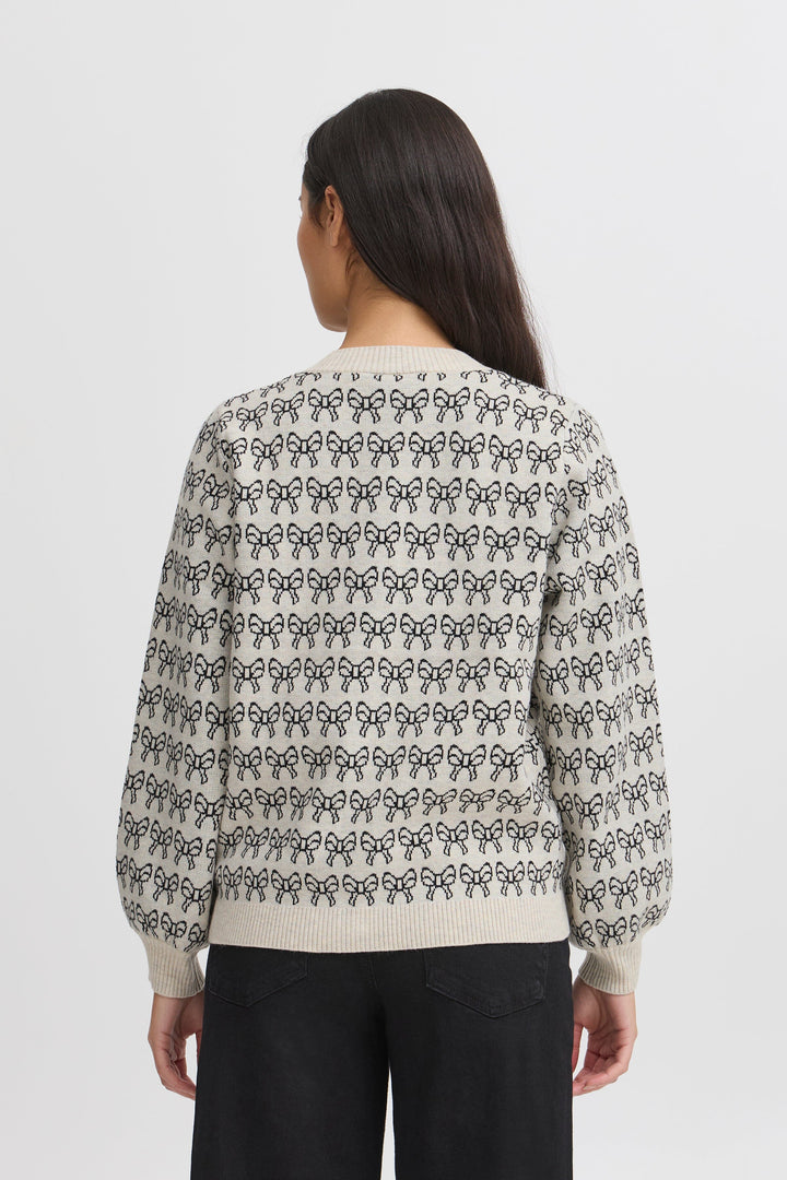 Ichi - Ihbrielle Ca3 - 204262 Oatmeal W. Black Cardigans 