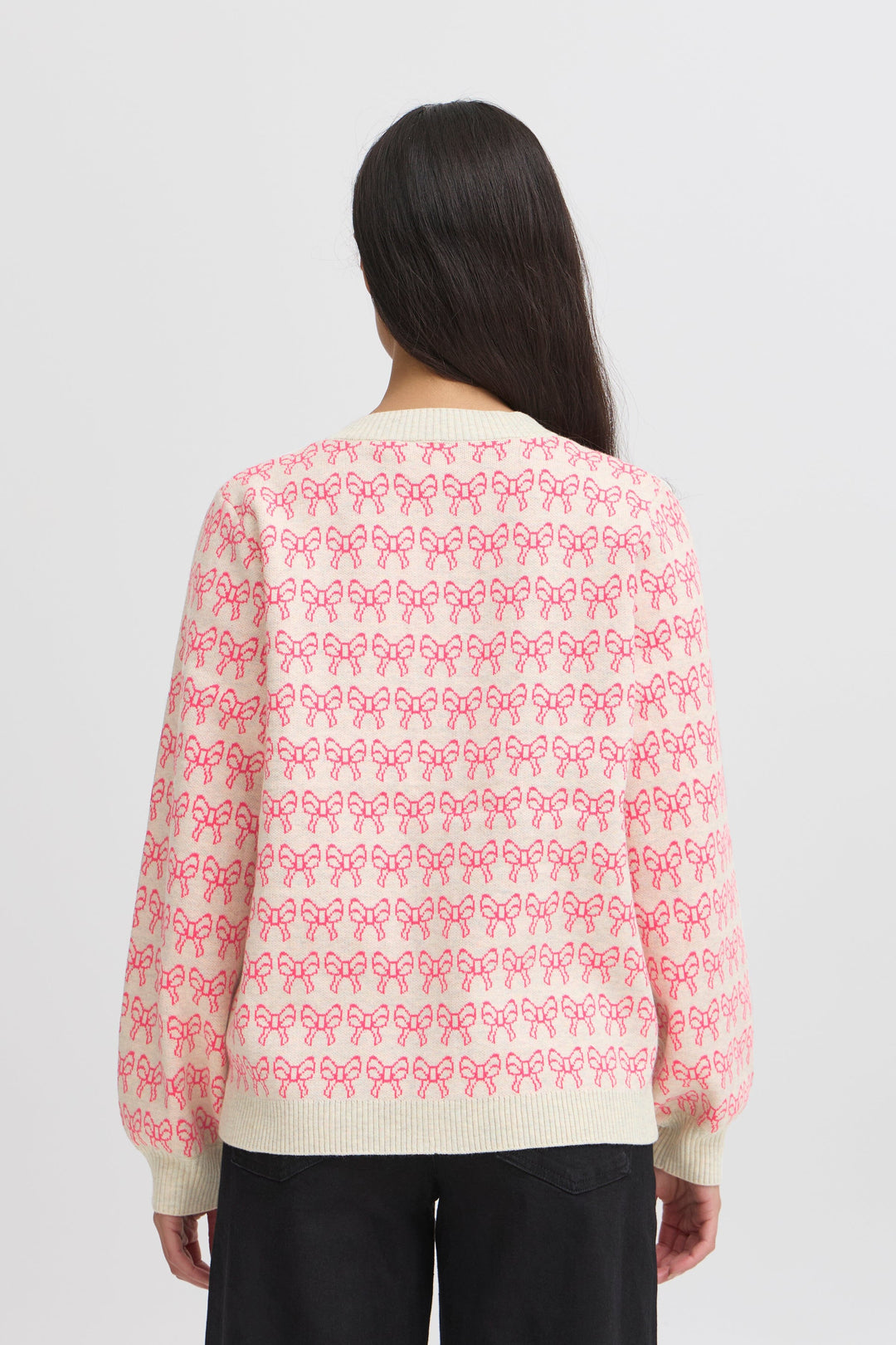 Ichi - Ihbrielle Ca3 - 204825 Oatmeal W. Pink Yarrow Cardigans 