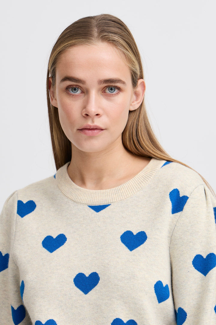Ichi - Ihbrielle Ls2 - 204263 Oatmeal W. Turkish Sea Sweatshirts 