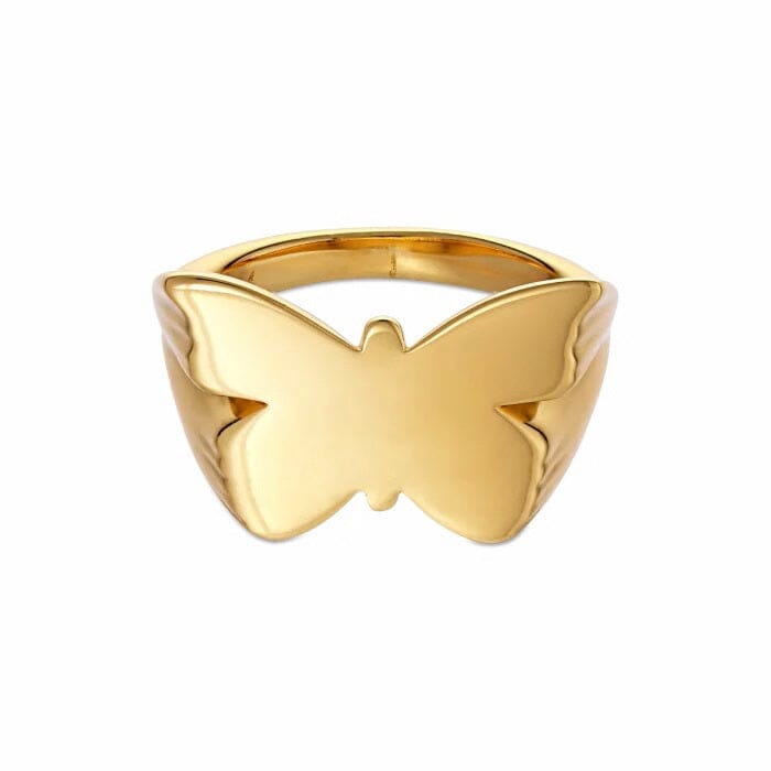 Jane Kønig - Butterfly Signet ring - Forgyldt Ringe 