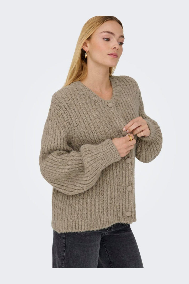 JDY - Jdyadela L/S Button Cardigan Knt - 4881238 Beige Melange