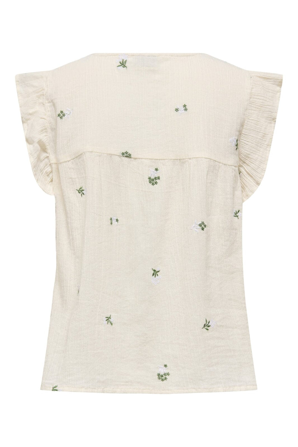 JDY - Jdyalba S/L Frill Shirt - 4941525 Cloud Dancer Embroidery