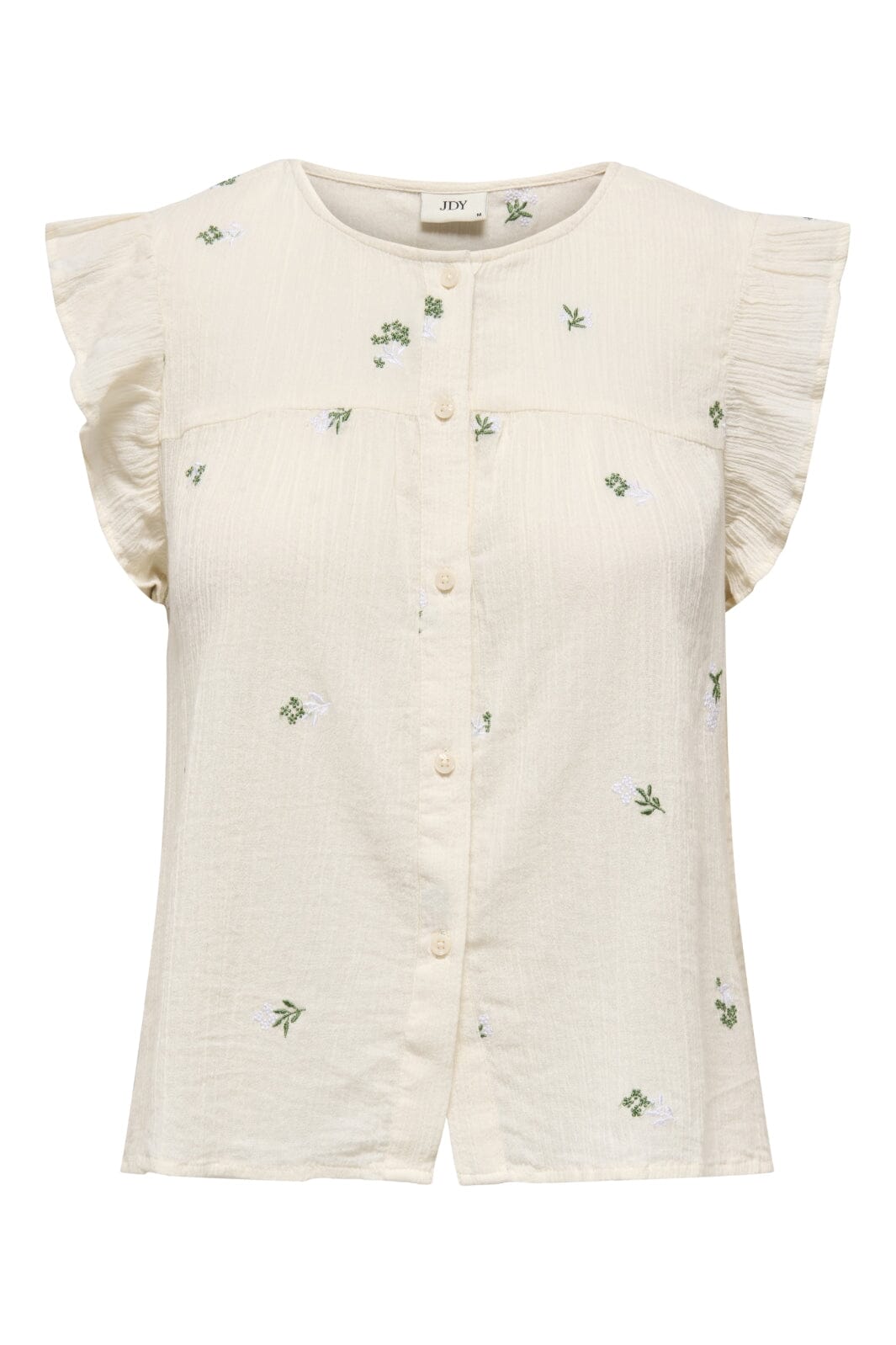 JDY - Jdyalba S/L Frill Shirt - 4941525 Cloud Dancer Embroidery
