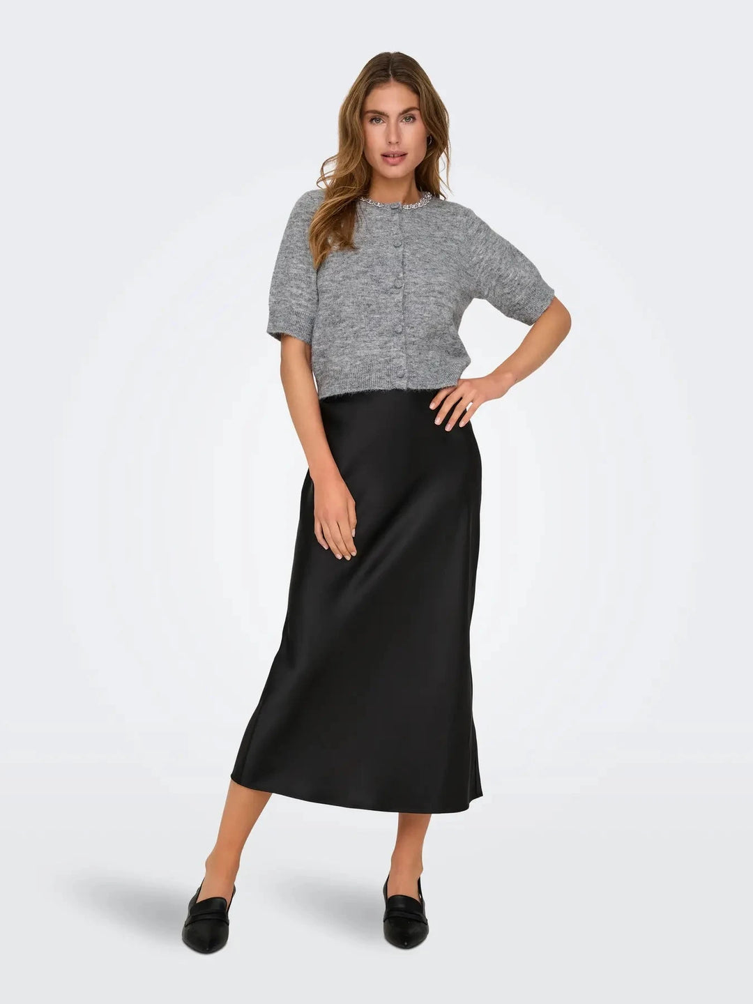JDY - Jdyalva Life 2/4 Embel Cardigan Knt - 4907578 Black Silver Embellishment Cardigans 