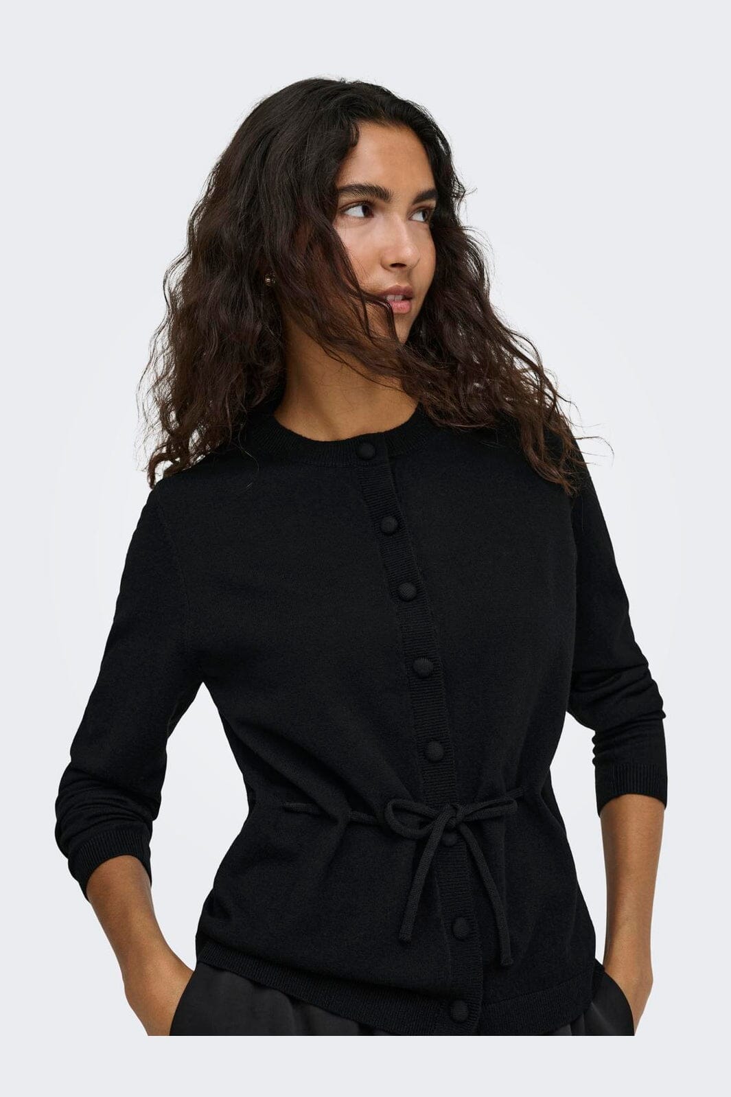JDY - Jdyamore L/S Tie Cardigan Knt - 5140035 Black