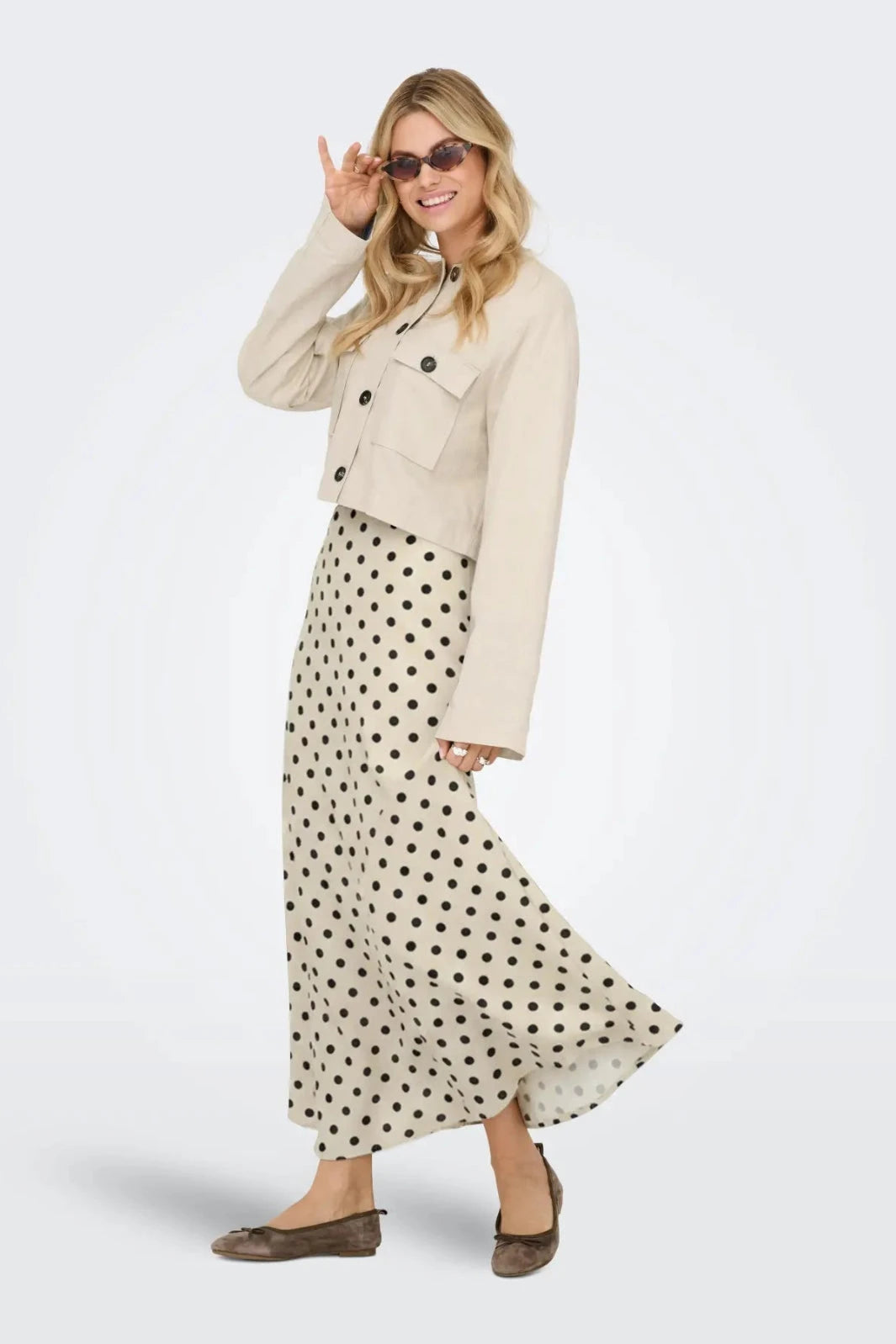 JDY - Jdyaya Maxi Skirt Dia - 5056549 Whitecap Gray Chocolate Torte Dot Nederdele 