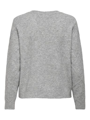 JDY - Jdybella Life L/S Struct Pearl Pul Knt - 4901031 Light Grey Melange W. White Pearls Strikbluser 
