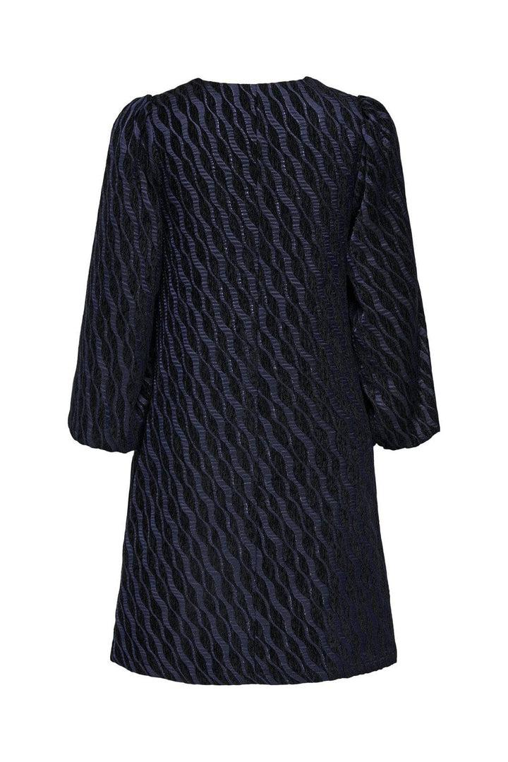 JDY - Jdybeth L/S Jaquard Dress - 4875106 Black Medival Blue Jaquard