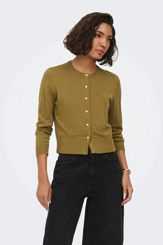 JDY - Jdybodil L/S Pearl Button Cardigan Knt - 5043411 Butternut Melange Cardigans 