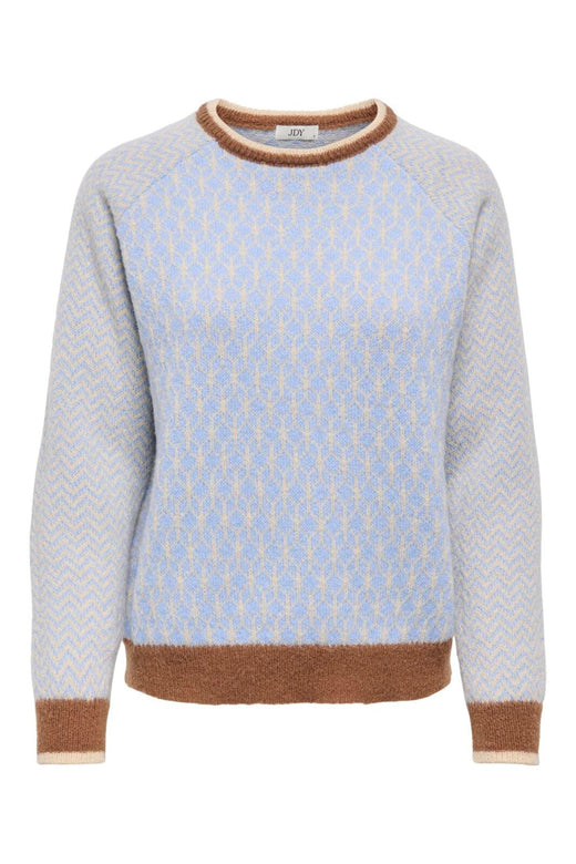 JDY - Jdybryn Life L/S Oneck Jacq Pullover Knt - 5054652 Crème Brûlée W. Toffee/Open Air Jacq.