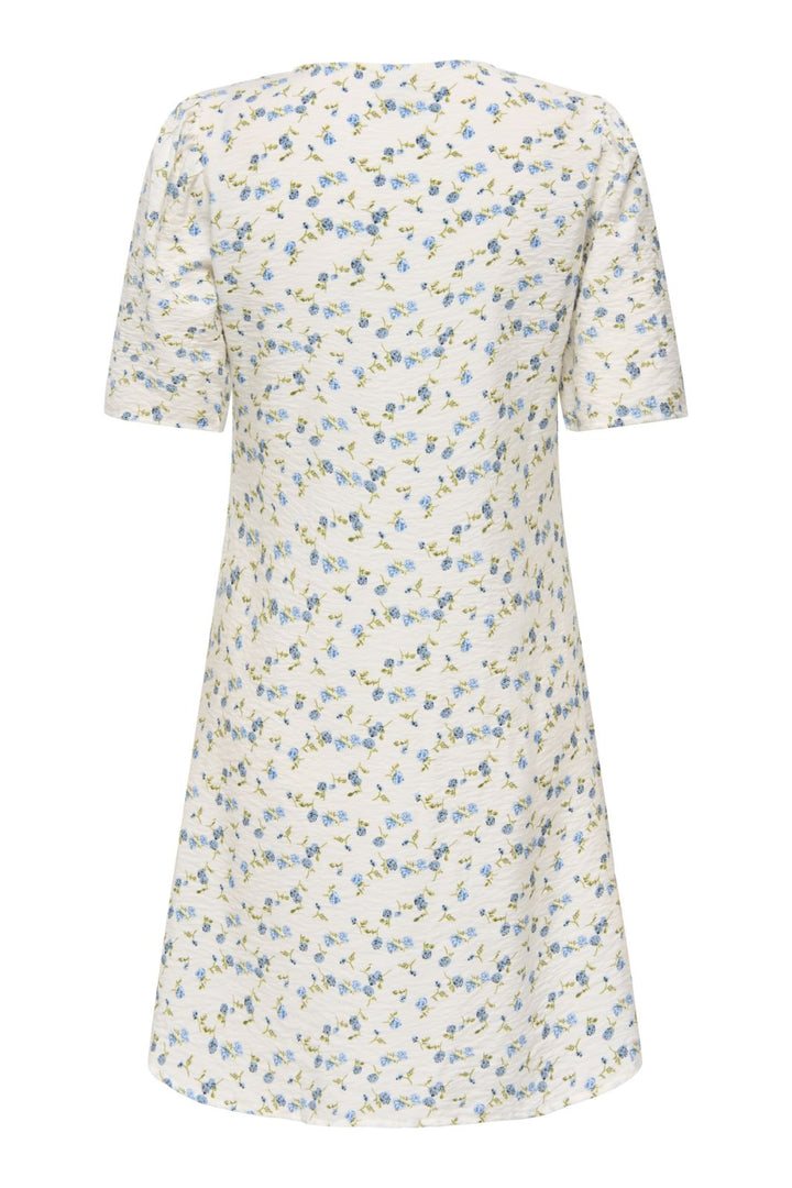 JDY - Jdycarrie 2/4 Short Dress - 4978336 Cloud Dancer Blue Mini Flower Kjoler 