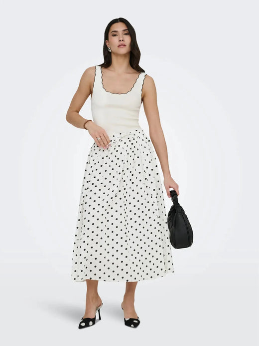 JDY - Jdydiego Maxi Skirt - 5040496 Cloud Dancer Black Dot Nederdele 