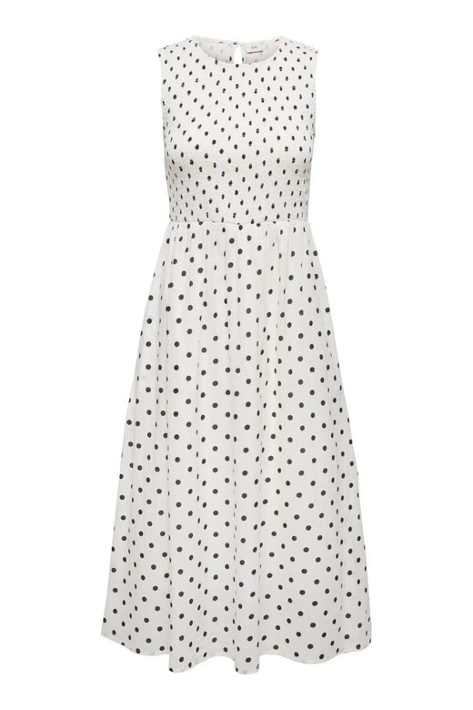 JDY - Jdydiego S/L Smock Midi Dress - 5040556 Cloud Dancer Black Dot Kjoler 