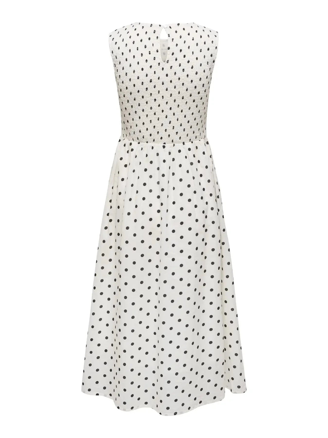 JDY - Jdydiego S/L Smock Midi Dress - 5040556 Cloud Dancer Black Dot Kjoler 