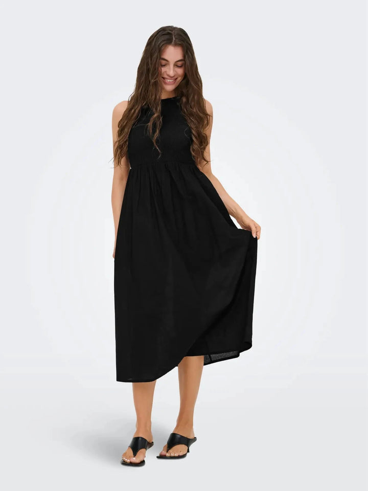 JDY - Jdydiego S/L Smock Midi Dress - 5048961 Black Kjoler 