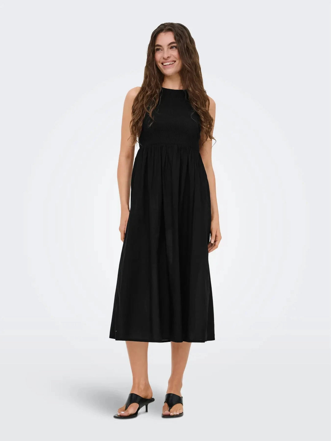 JDY - Jdydiego S/L Smock Midi Dress - 5048961 Black Kjoler 