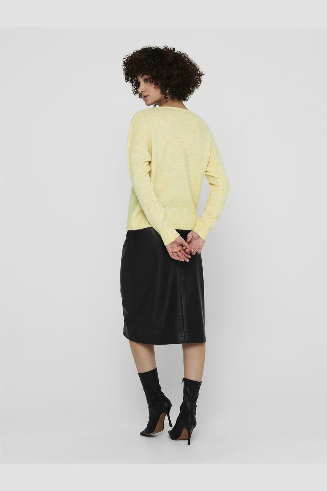 JDY - Jdyelanora L/S V-Neck Pullo. Knt - 3638243 Pastel Yellow Melange