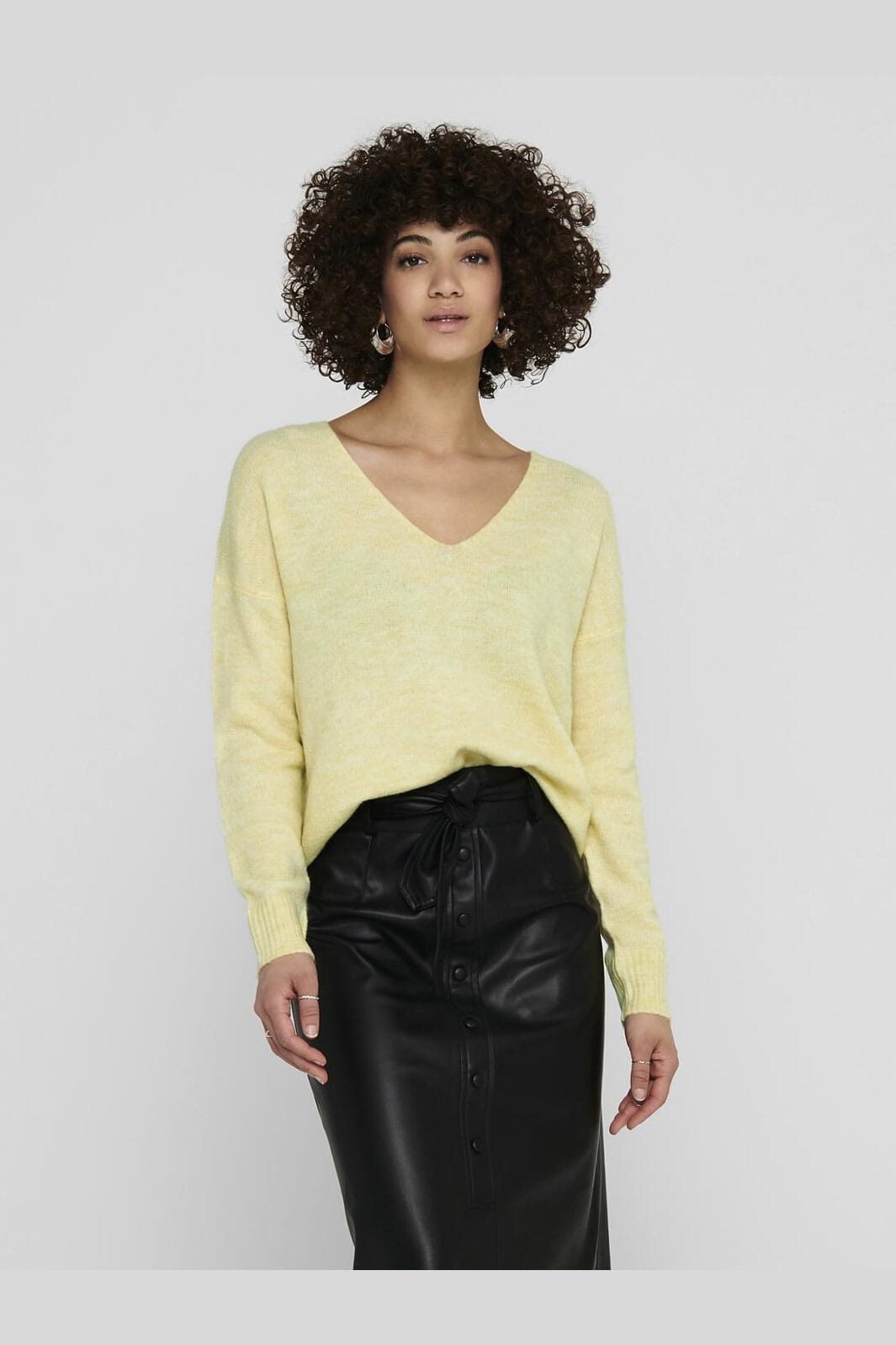 JDY - Jdyelanora L/S V-Neck Pullo. Knt - 3638243 Pastel Yellow Melange