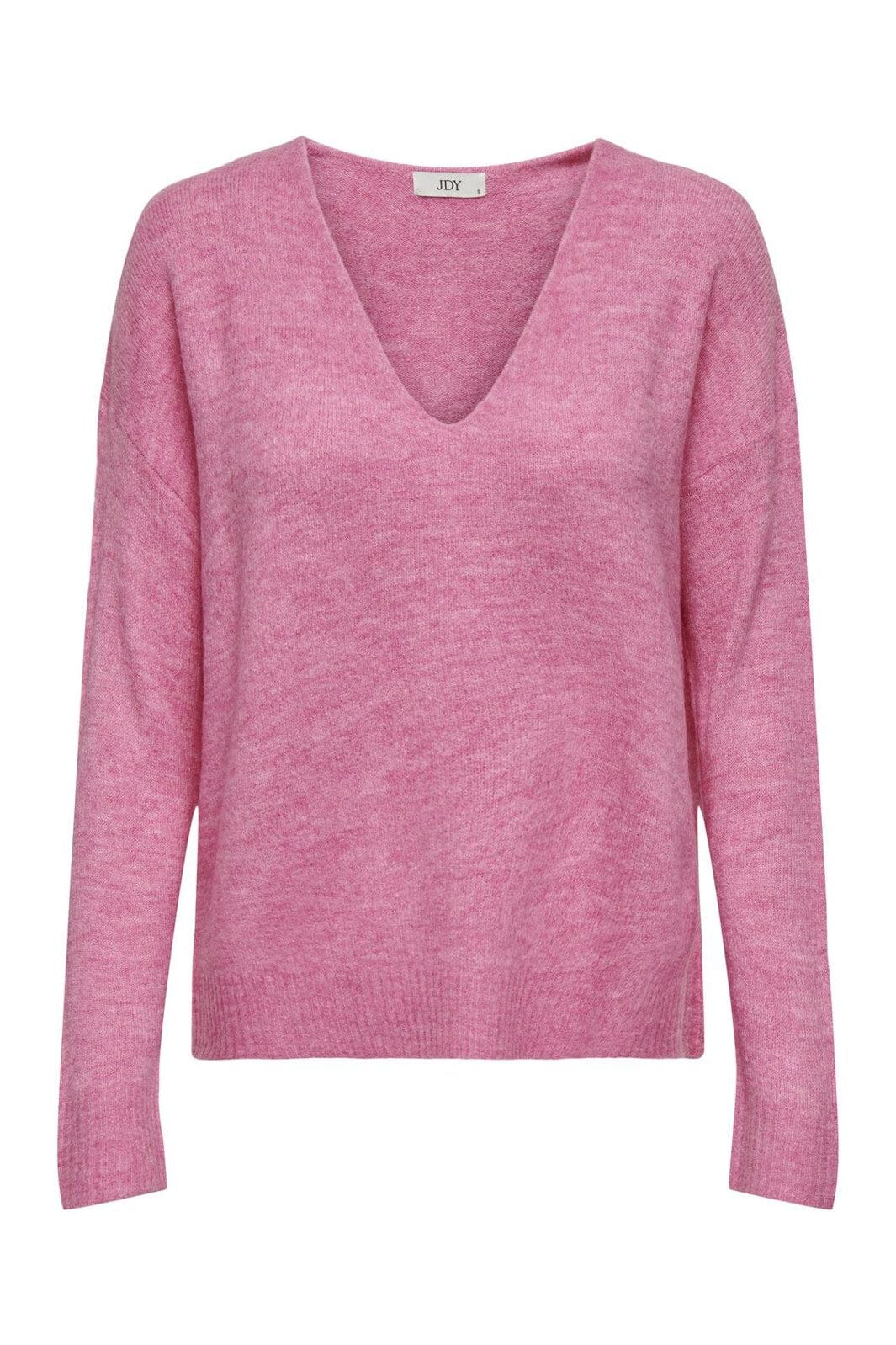 JDY - Jdyelanora L/S V-Neck Pullo. Knt - 4359214 Pink Cosmos Melange