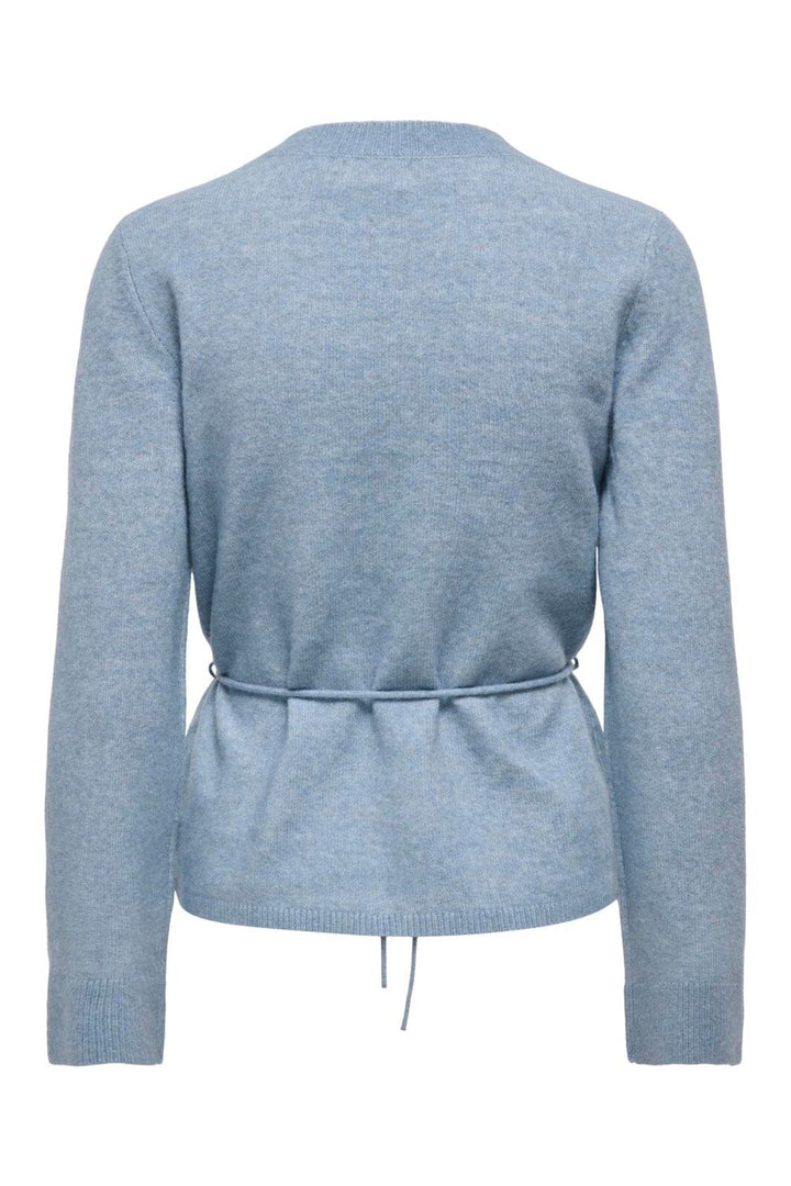 JDY - Jdyelsa Life L/S On Tie Waist Pullov Knt - 5043367 Windward Blue W. White Melange