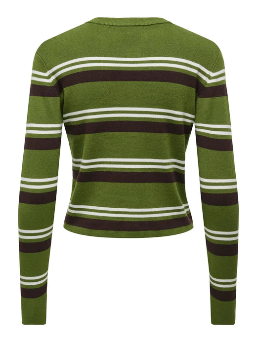 JDY - Jdyemmie L/S O-Neck Stripe Cardigan Knt - 5068549 Cedar Green W. Coffee Bean / Egret Cardigans 