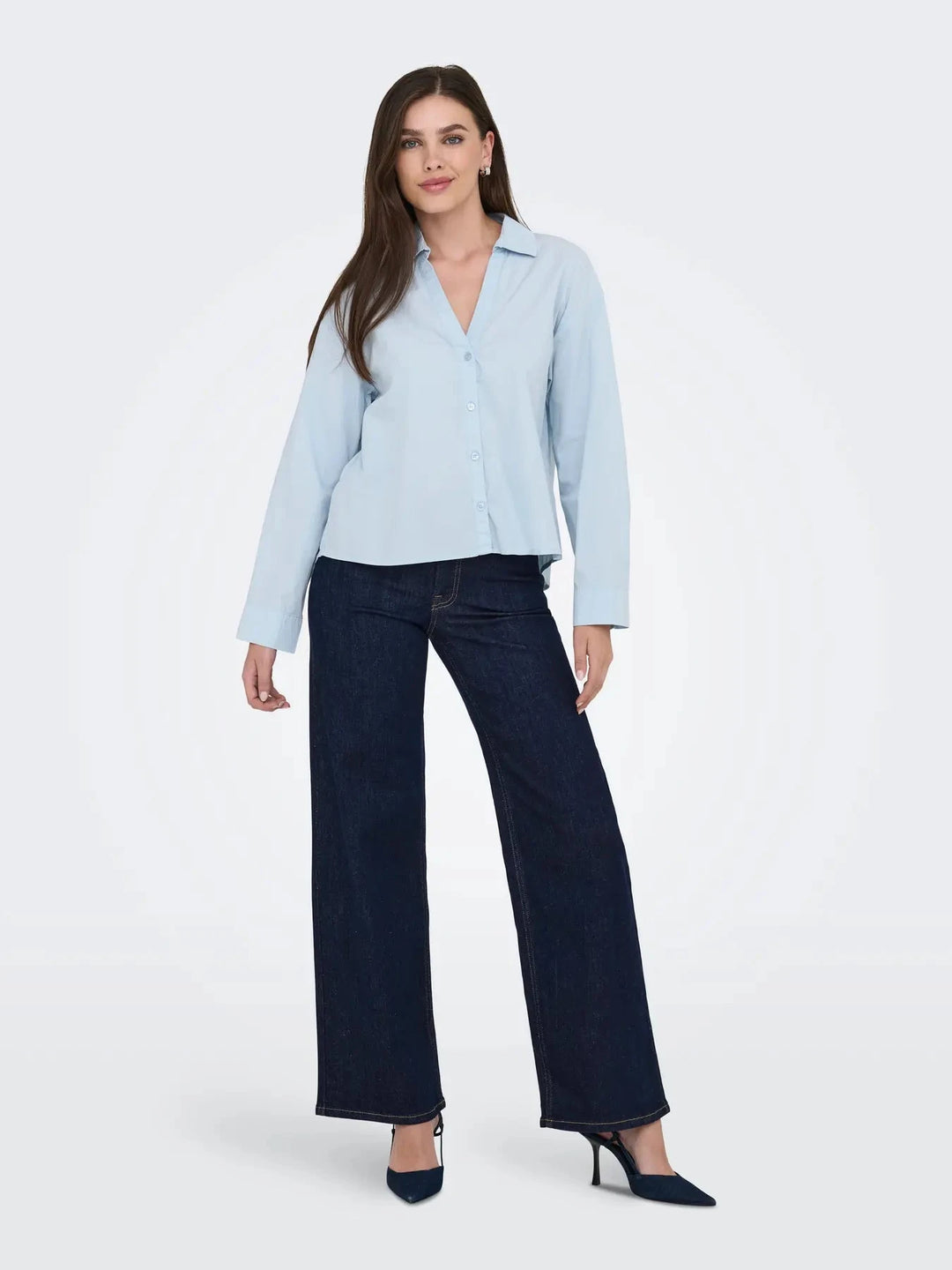 JDY - Jdyfelina-Fina Wide Rinse Jnsdnm - 4840357 Dark Blue Denim Rinse Blue Denim Jeans 