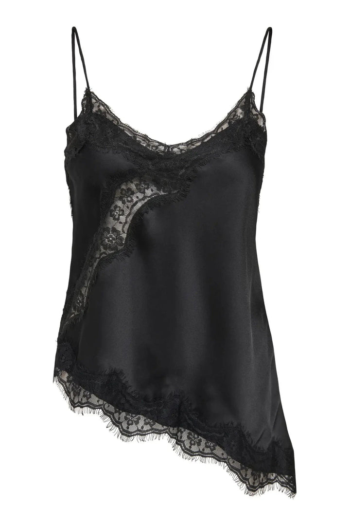 JDY - Jdyfifi S/L Asym Lace Singlet - 5069508 Black Toppe 