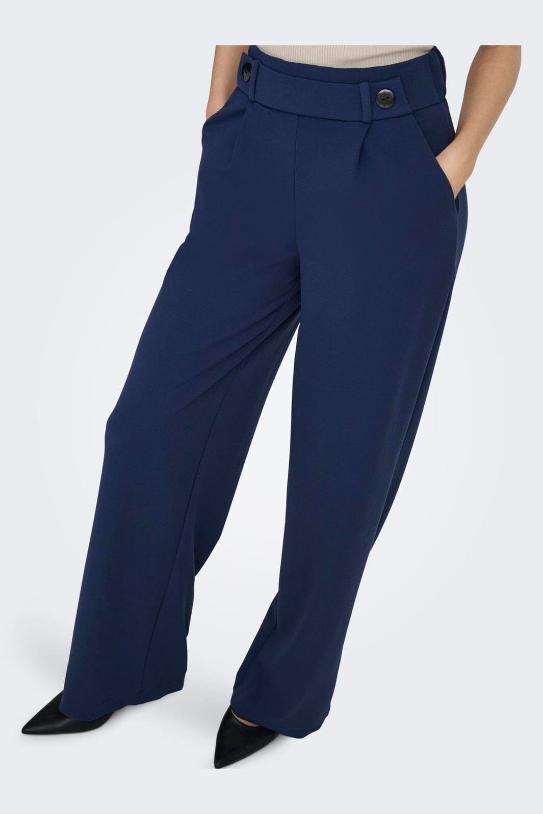 JDY - Jdygeggo Life New Long Pant - 3867052 Black Iris Black Buttons