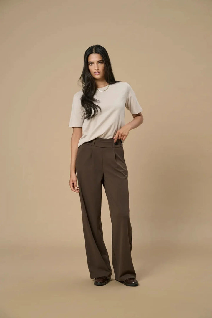 JDY - Jdygeggo Life New Long Pant - 4071962 Chocolate Brown Black Buttons Bukser 
