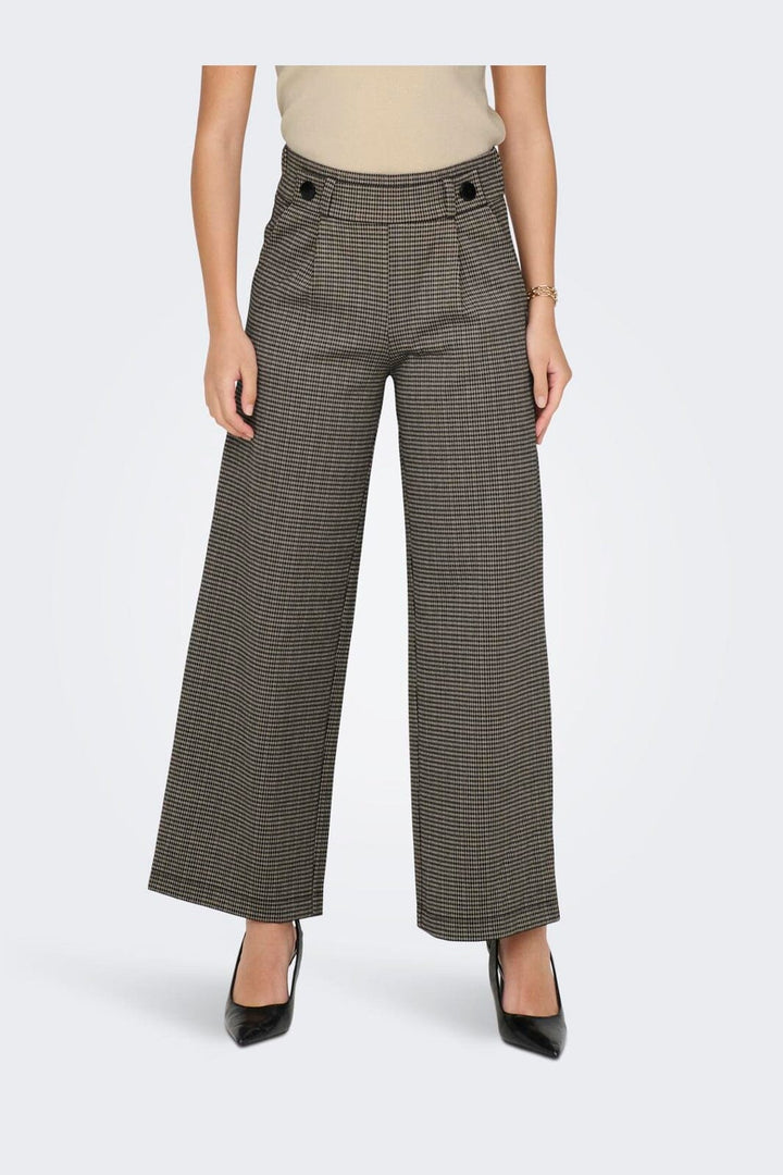 JDY - Jdygeggo Mia Long Check Pant - 3750952 Cobblestone Mini Check