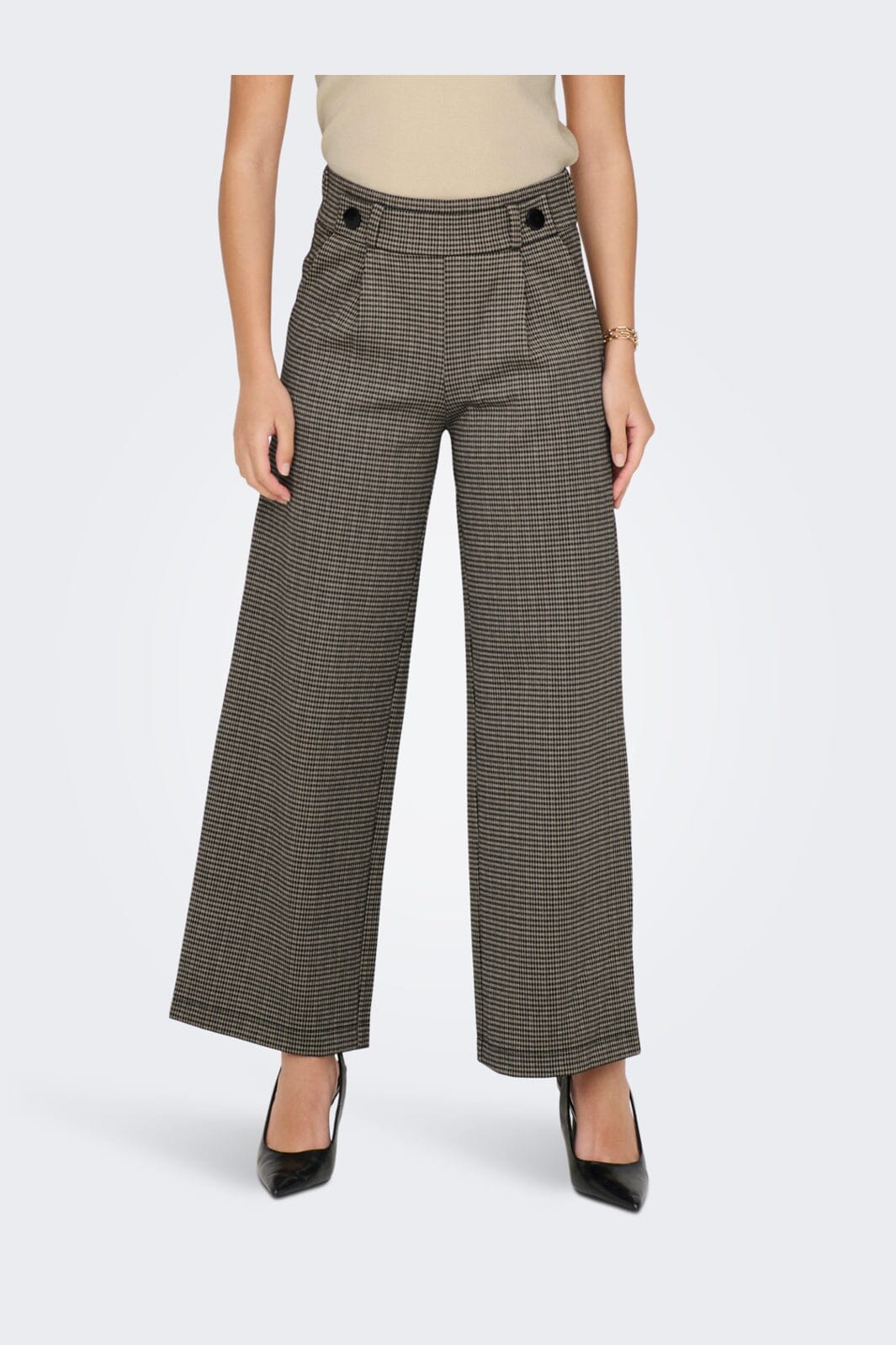 JDY - Jdygeggo Mia Long Check Pant - 3750952 Cobblestone Mini Check
