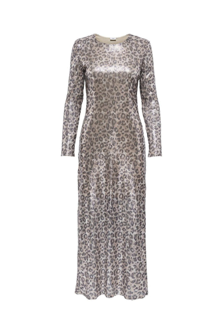 JDY - Jdyleona Sequin L/S Long Dress - 4840296 Brown Rice Leo