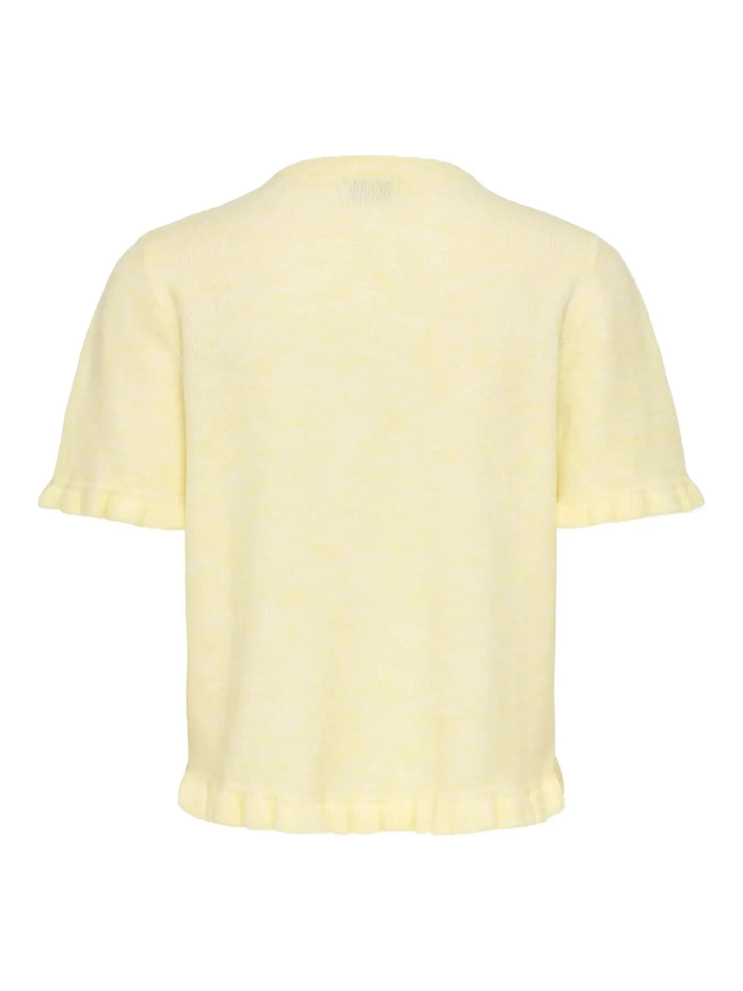JDY - Jdyletty S/S On Frill Cardigan Knt - 5107257 Pastel Yellow Melange W. Pearl Buttons Cardigans 