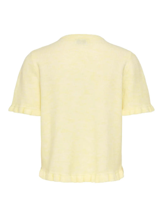 JDY - Jdyletty S/S On Frill Cardigan Knt - 5107257 Pastel Yellow Melange W. Pearl Buttons Cardigans 