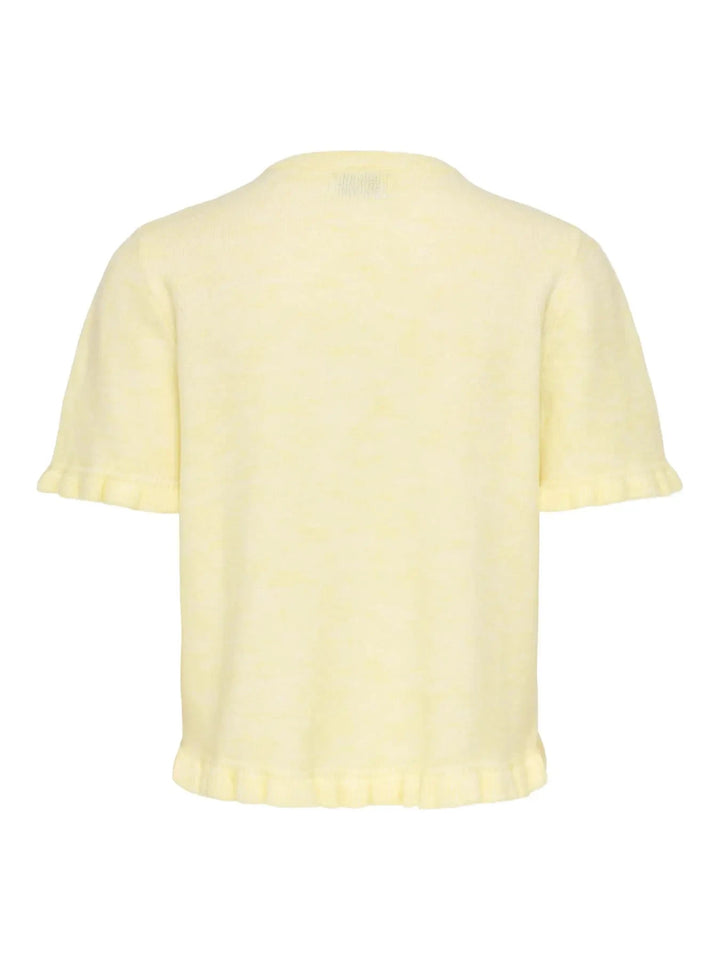 JDY - Jdyletty S/S On Frill Cardigan Knt - 5107257 Pastel Yellow Melange W. Pearl Buttons Cardigans 