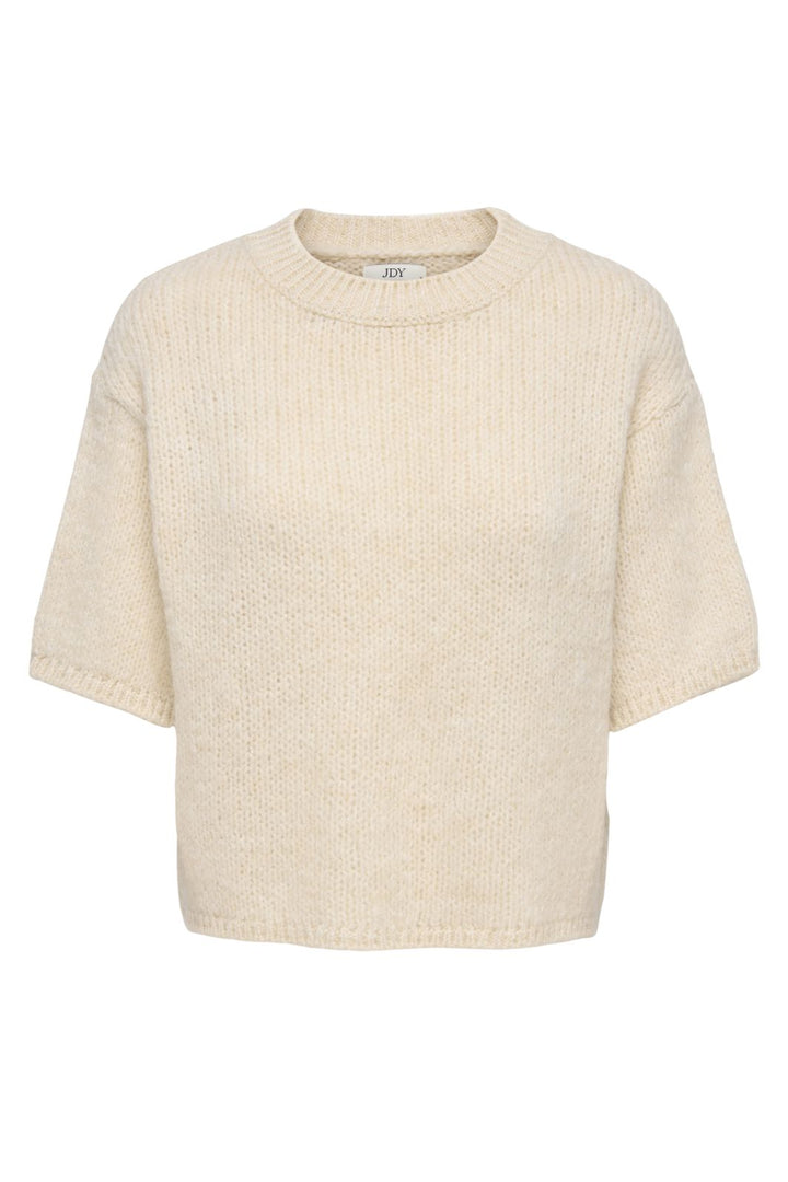 JDY - Jdylinea S/S Pullover O-Neck Knt - 4988040 Birch Strikbluser 