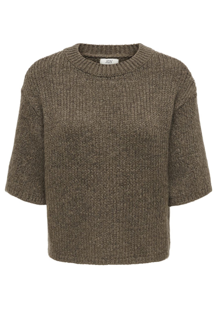 JDY - Jdylinea S/S Pullover O-Neck Knt - 4988041 Shitake Strikbluser 