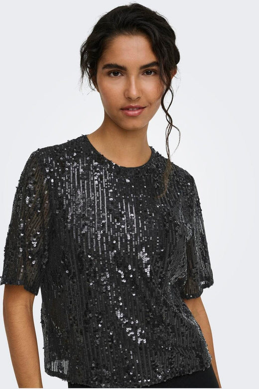 JDY - Jdylola 2/4 Sequin Top - 5172487 Black