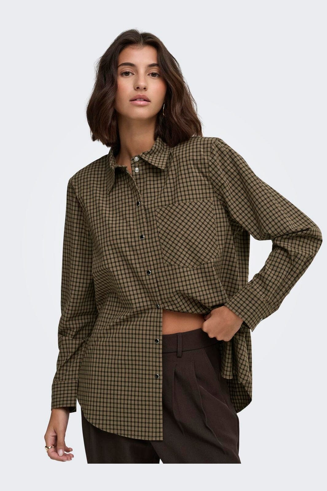 JDY - Jdylou L/S Shoulderpad Shirt - 5130715 Toasted Coconut Cloud Dancer & Black