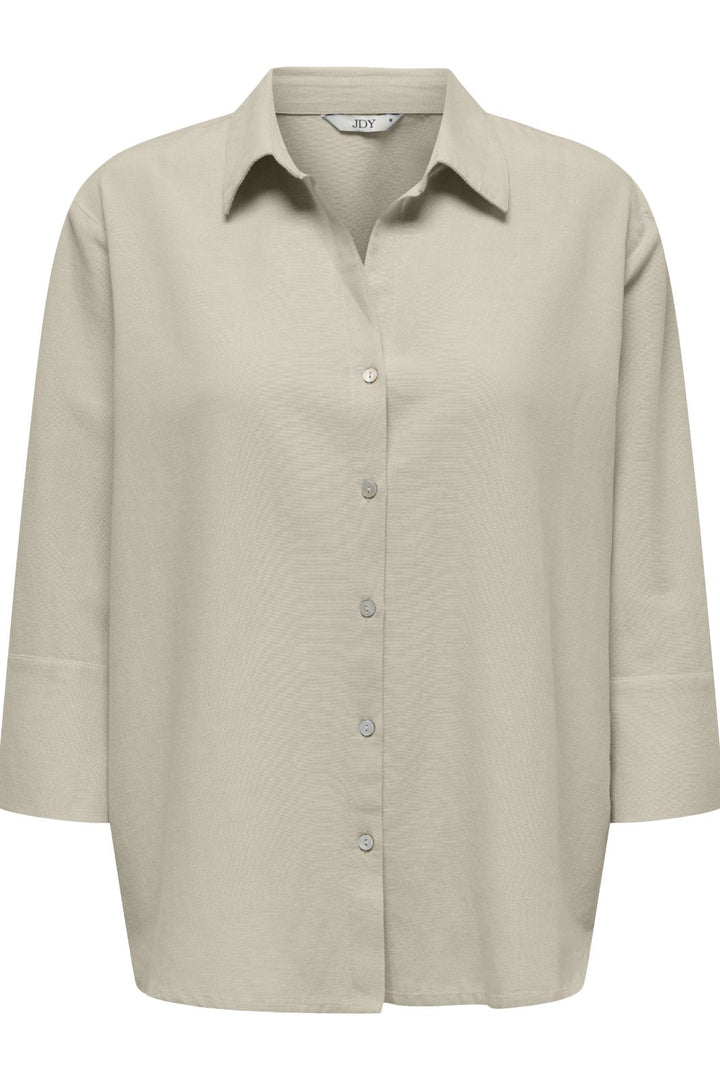 JDY - Jdylucia 3/4 Linen Shirt - 4941425 Oatmeal Skjorter 